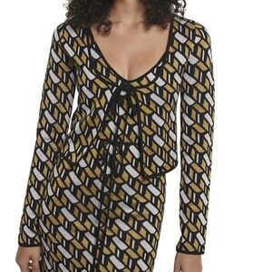 Derek Lam 10 Crosby Carrie Crop Tie Wool-Blend Cardigan Sz Med